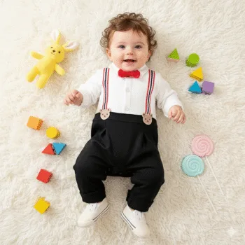 Soft Baby Romper (Including Red bow Tie)