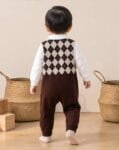 Cozy Argyle Bear Baby Romper