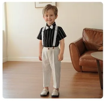 Children's suits Suspender (Shirt+Pant+Suspender+Tie)