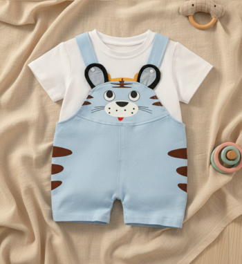 Soft Skyblue Cotton Romper (2 Piece)