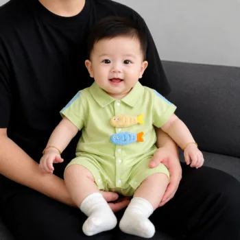 Short Sleeve Cotton Polo Romper