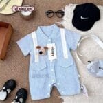 Baby Boy Gentleman Suit Romper with Teddy Bear Attached