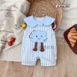 Blue Cloud Printed Sleeveless Baby Romper