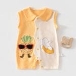 Cute Pineapple Print Sleeveless Baby Summer Romper - Yellow