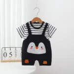 Cute Penguin Suspender Romper