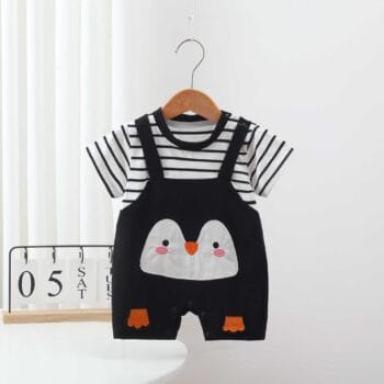 Cute Penguin Suspender Romper