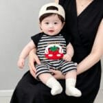 Cute Strawberry Striped Baby Summer Romper