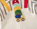 Happy Baby in Colorful Truck Outfit